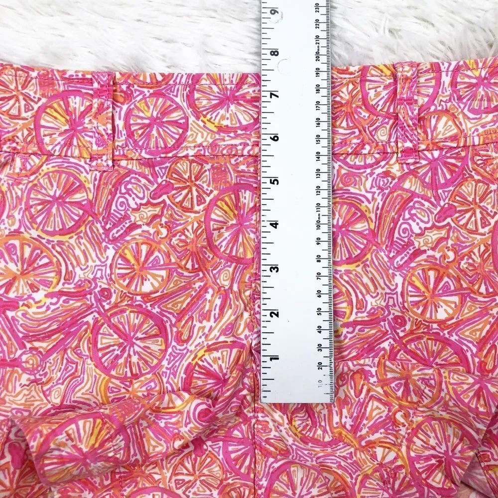 Lilly Pulitzer Callahan Shorts Ten Speed Bicycle Pink Orange‎ Slice Print Size 0